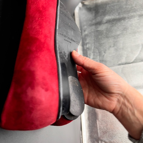 Stuart Weitzman Ballet Flats Womens 7M Ruby Red Suede Pointed Toe Bow Shoe - Picture 8 of 10